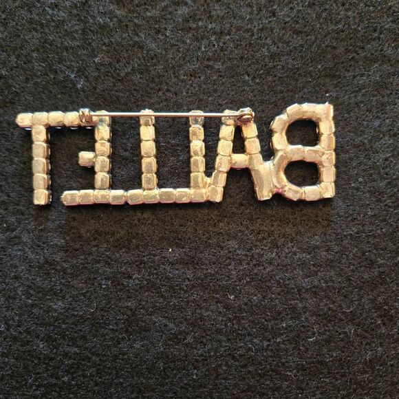 1980's BALLET Rhinestone Pin Brooch - Picture 2 of 6